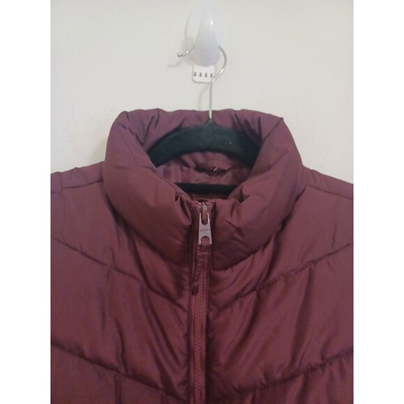 Aeropostale Quilt Puffer Vest Womens Medium Burgundy Red Full Zip Mock Neck - Picture 4 of 8